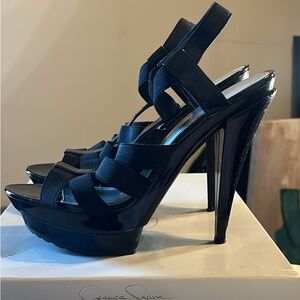 Black strappy heels